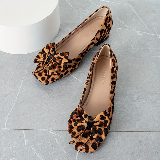 Women's Bowknot Chunky Heel Pumps
