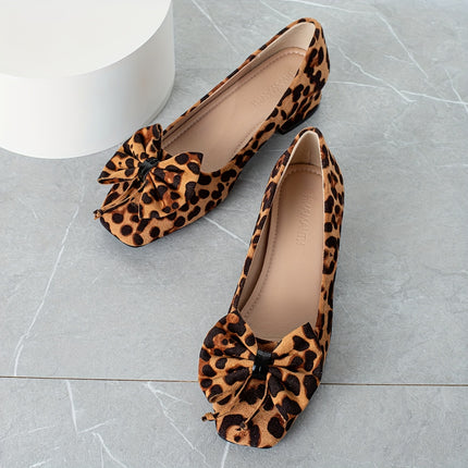 Women's Bowknot Chunky Heel Pumps