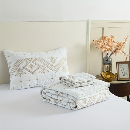 3pcs Luxury Embroidered Quilt Bedspread Set