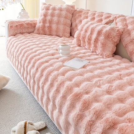 Luxurious Faux Rabbit Fur Sofa Cover - Soft & Cozy