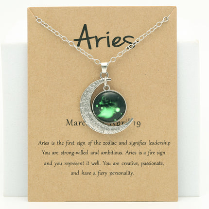 Luminous Zodiac Cross Pendant Necklace