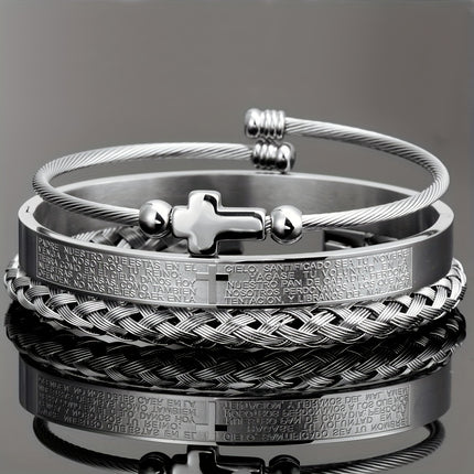 2pcs Men's Quartz Watch & Bracelet Set