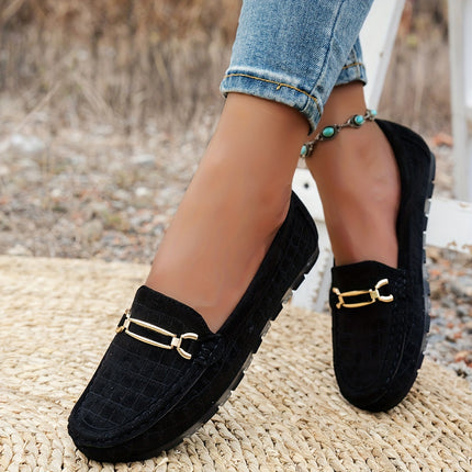 Women's Retro Metal Button Loafers