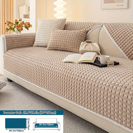 Plaid Plush Sofa Cover - Warm, Soft, Pet-Friendly Protector