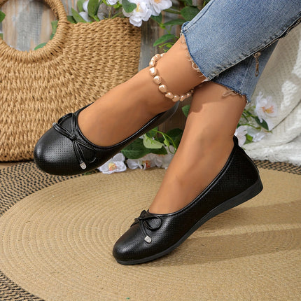 Elegant Bow Detail Slip-On Flats