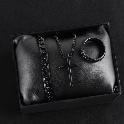Men's Cross Faith Pendant Jewelry Set