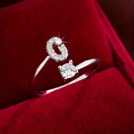 Adjustable Letter Zirconia Copper Ring