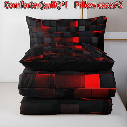 Black & Red Plaid Quilt Set - Stylish & Cozy Bedding