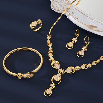 5pcs Flower & Water Drop Jewelry Set