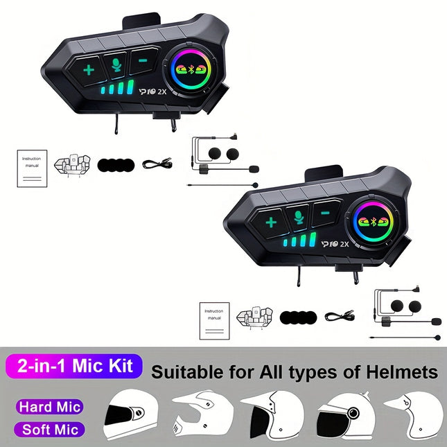 2-in-1 Motorcycle Intercom & Music Helmet Earphone