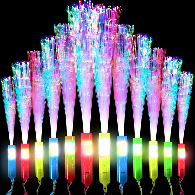 12pcs Random Color LED Fiber Optic Glow Sticks