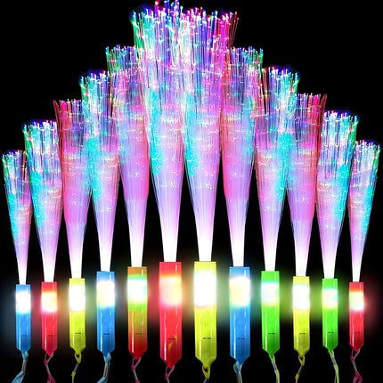 12pcs Random Color LED Fiber Optic Glow Sticks