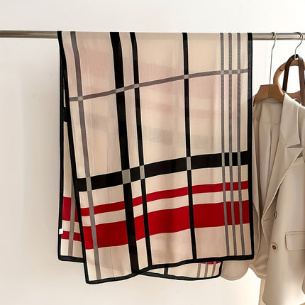 Chic Red Striped Imitation Cashmere Scarf