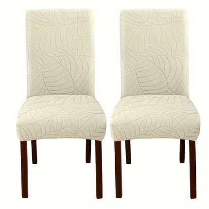 Leaf Jacquard Dining Chair Covers - Stretchy & Non-Slip