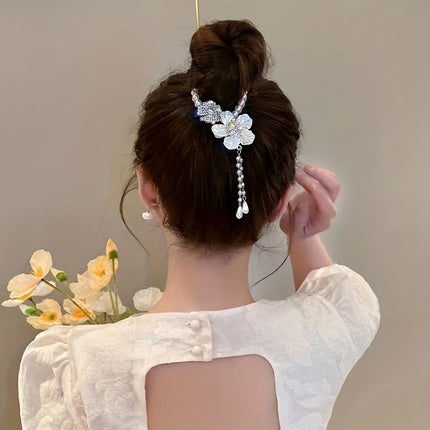 Camellia Tassel Ponytail Clip