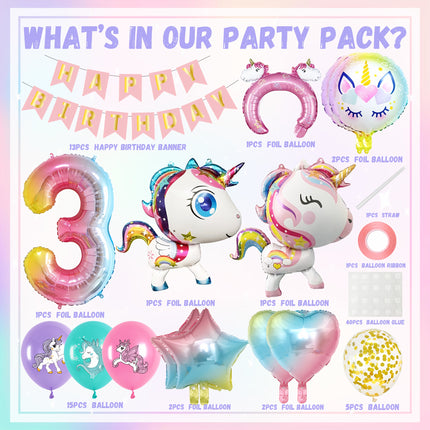 43pcs Unicorn Balloon Birthday Party Decoration