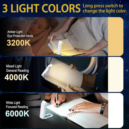 USB Rechargeable Clip-On Reading Light – 3 Color Modes