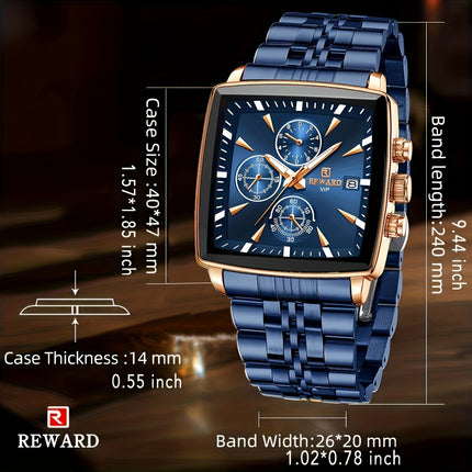 Luxury Blue Rectangle Quartz Watch