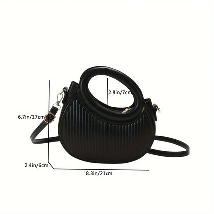 Black Striped Embossed Crossbody Bag
