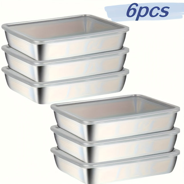 6pcs Large Stainless Steel Containers