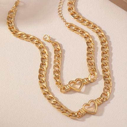 Golden-Tone Heart Choker Set