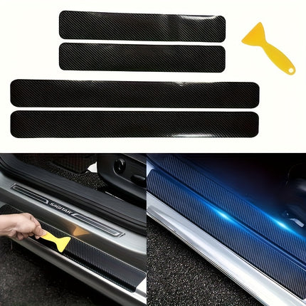 5pcs Carbon Fiber Door Sill Protectors – Scratch & Dirt Guard