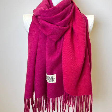 Double-Sided Two-Color Tassel Scarf