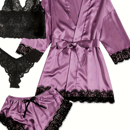Elegant Satin Lace Lounge Set