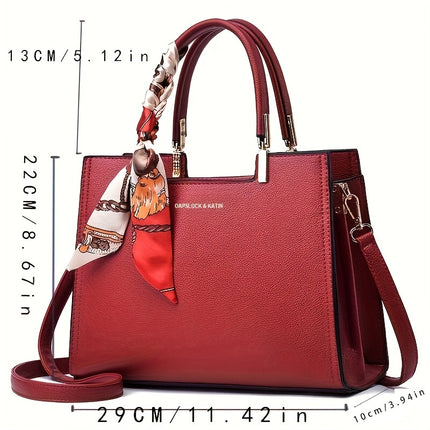 Elegant Red Faux Leather Handbag