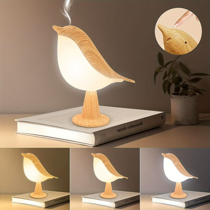 USB Touch-Dimming Bird LED Table Lamp – 3-Color Night Light
