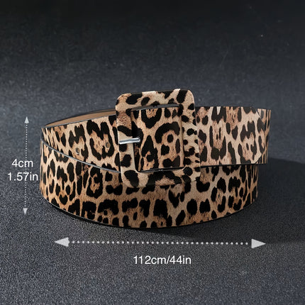 Leopard Print Wide PU Belt