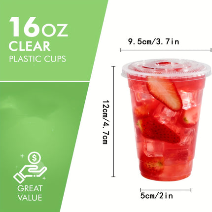 30pcs 16oz Clear Disposable Cups with Lids