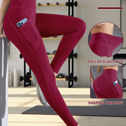Women's High-Waist Yoga Leggings with Pocket & Moisture-Wicking