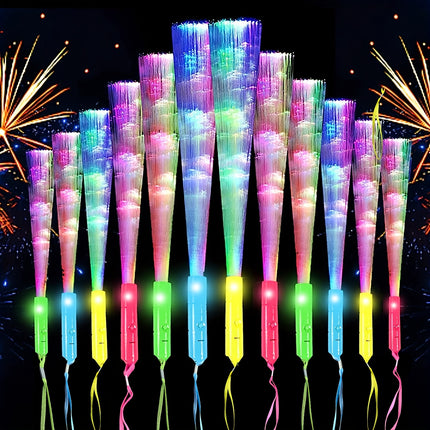 12pcs Random Color LED Fiber Optic Glow Sticks