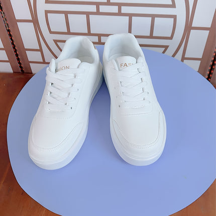 Women's Solid Color Lace-Up Sneakers