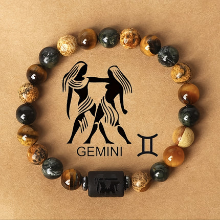 Men's Zodiac Stone Beaded Bracelet