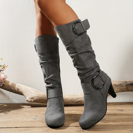 Elegant Knee-High Cone Heel Boots
