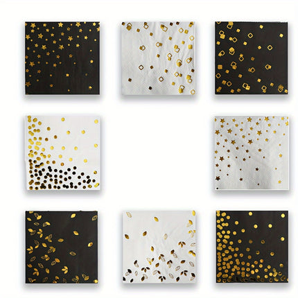100pcs White/Black Hot Stamping Theme Party Napkins