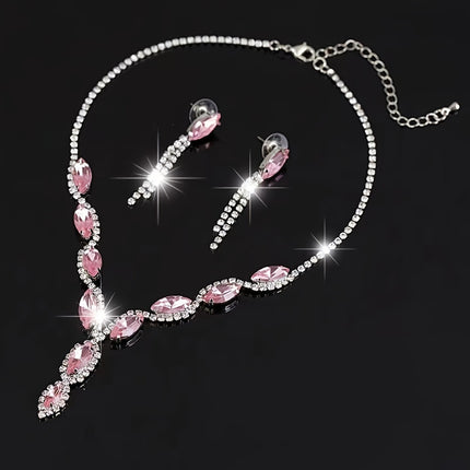 Rhinestone & Pink Diamond Bridal Set