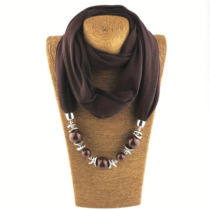 Boho Resin Bead Pendant Scarf