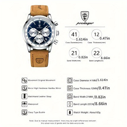 POEDAGAR Luxury Men’s Chronograph Watch