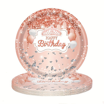 41pcs Pink & Rose Golden Birthday Party Set