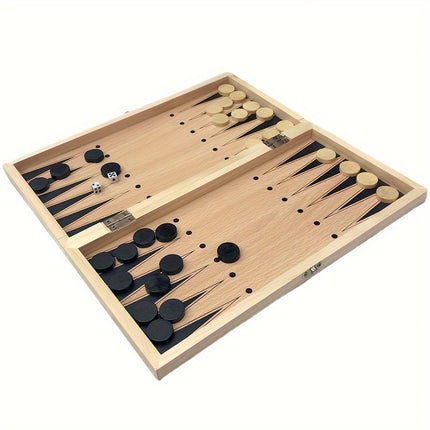 Premium 3-in-1 Wooden Chess Set – Ultimate Game Night