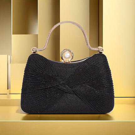 Elegant Glitter Bow Evening Clutch