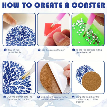 8pcs DIY Diamond Painted Coasters