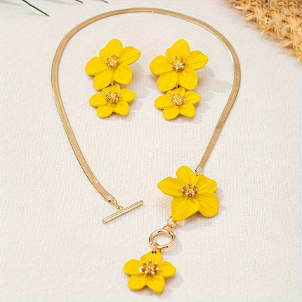 Elegant Flower Pendant Jewelry Set