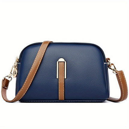 Vintage Litchi Embossed Crossbody Bag