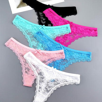 6pcs Floral Lace Thongs