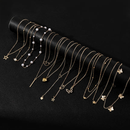 11pcs Heart-Shaped Pendant Necklace Set