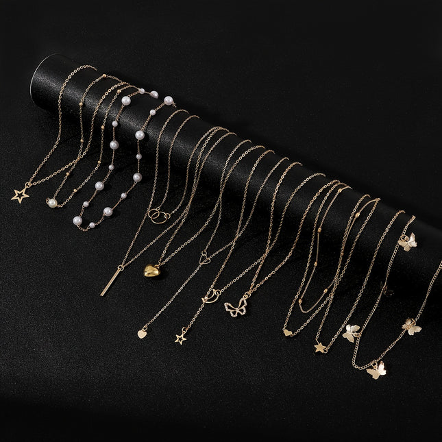 11pcs Heart-Shaped Pendant Necklace Set